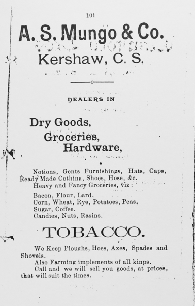 A.S. Mugo and Co - Dry Goods and Hardware (Kershaw SC),