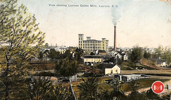 Early postcard image of the Laurens Cotton Mill.  Courtesy of the AFLLC Collection - 2017