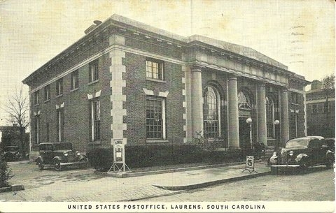 Laurens Post Office – postcard view.
