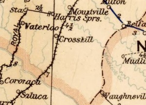 1896 Postal Map of the Cross Hill area. Courtesy of the Un. of N.C. Dept. of Archives