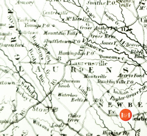 The 1852 route map of S.C. shows this location. Courtesy of AFLLC