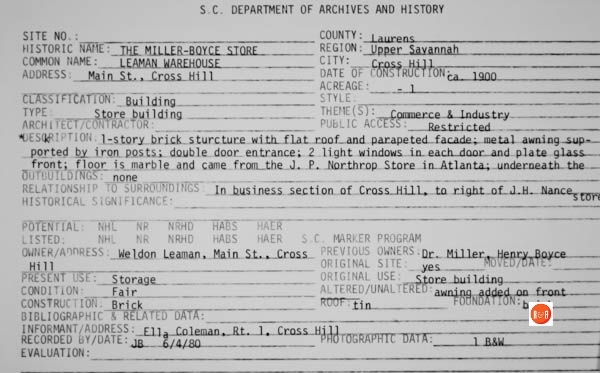 Courtesy of the SC Dept. of Archives and History – 1980