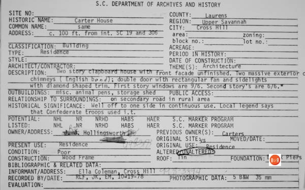 Courtesy of the SC Dept. of Archives and History – 1978