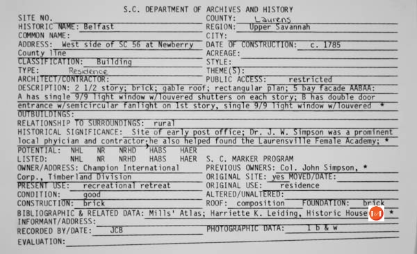 Courtesy of the SC Dept. of Archives and History – 1980