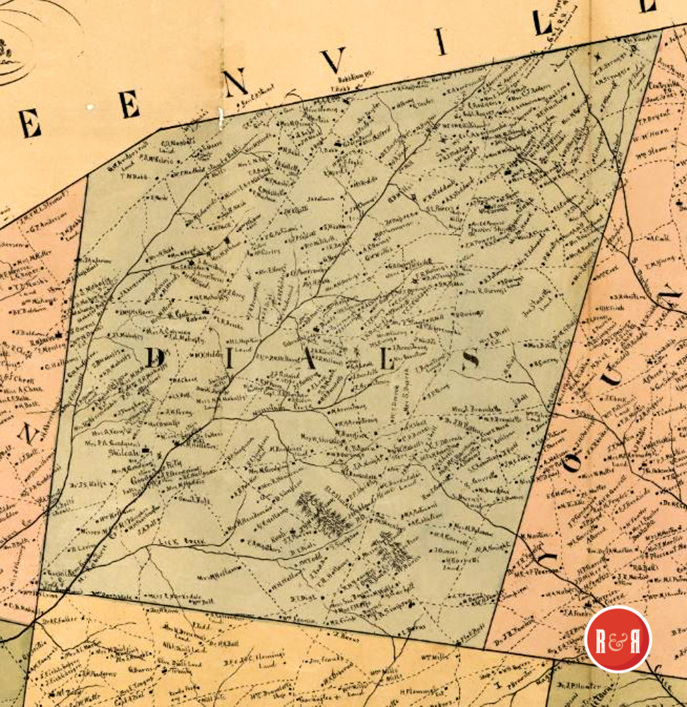 1883 Map of Dial Township, Laurens Co SC