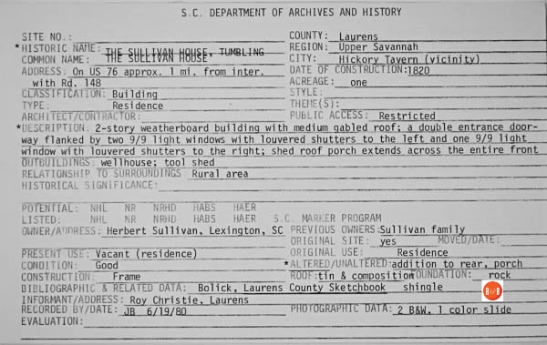 Courtesy of the SC Dept. of Archives and History – 1985