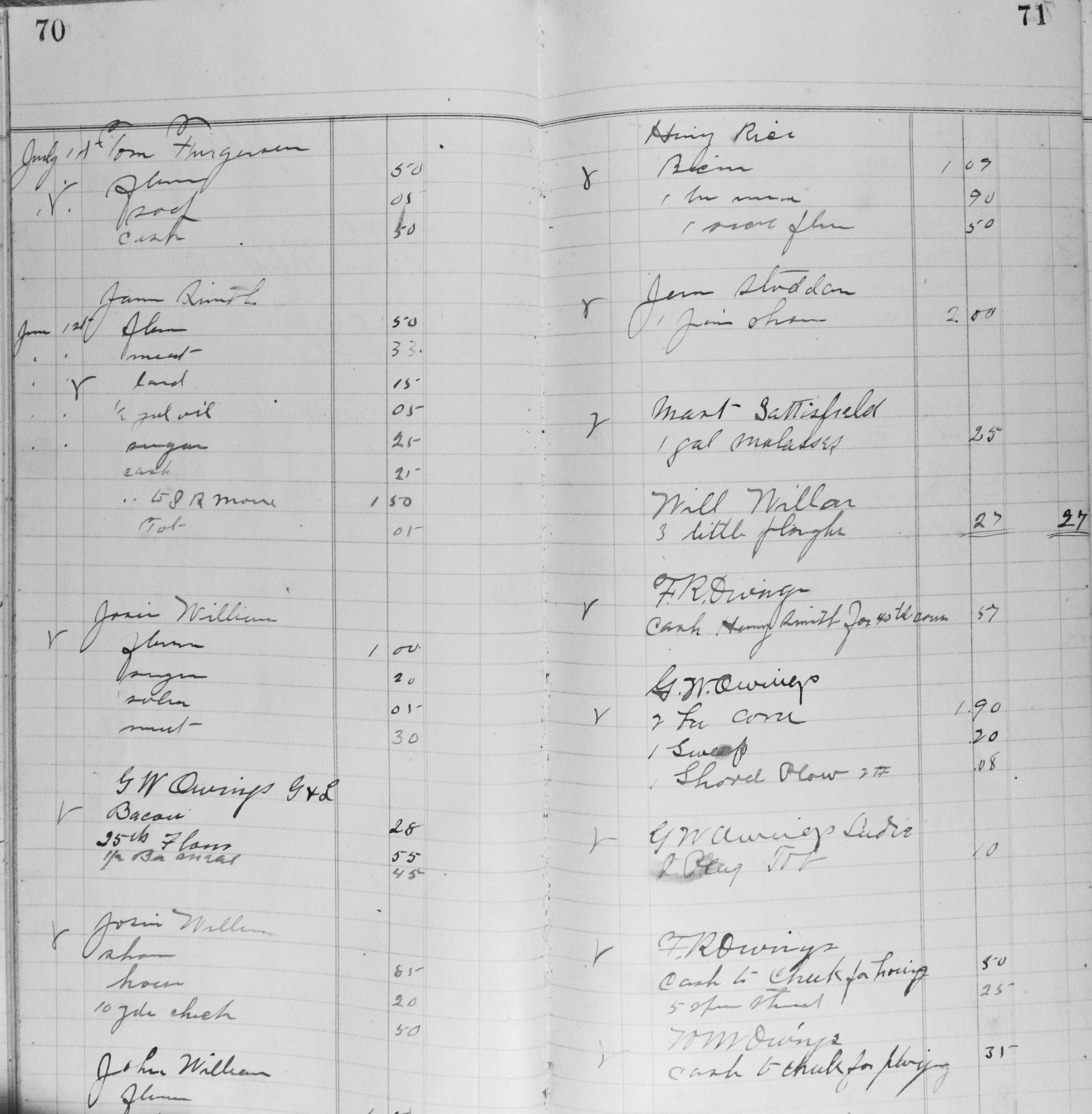 LEDGER PAGE FROM THE OWINGS STORE #3