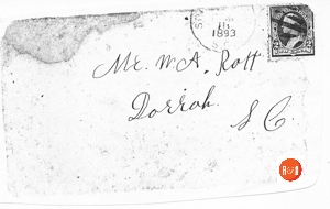 A post mark from 1893 when Gray Court’s mail was labeled to Dorrah.