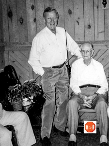 Robert Edward “Ed” Gray celebrates his 100th birthday in 2001. His nephew, Bob Yeargin, a native of Gray Court and founder of Yeargin Construction is pictured with his uncle.