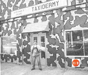 Sammy Godfrey in front of his Taxidermy Shop – also the former location of the Babbs Grocery.