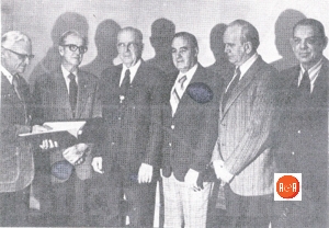 Horace Owings, Mayor – E.;J. Evantt, Councilman; R.H. Cooper, Tommy M. Martin, Ellis E. Babb, and Randolph Penland in Gray Court, 1975.