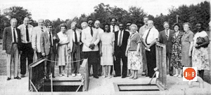 Connecting Gray Courts water system to Rabin Creek Rural Water District. L-R, Marvin Weathers, unknown, Felton Rper, Joe Babb, Mr and Mrs. Robert Wasson, Wiltrise Cooke, Adolphus Brewster, Floyd Cook, Ann Woods, John Robert Carter, Margaret Fletcher, Joan Cook, Marty Cook, Rossie Bell, Rev. Henry Rogers, Ann Cook, Louise Cook, Mary Williams.