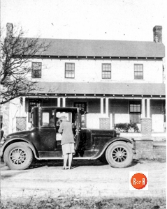 Lemuel “Tuck” W. Brooks home in the Eden Communty. The house burned. Mrs. Lena R. Brooks in seen with the car in circa 1925.