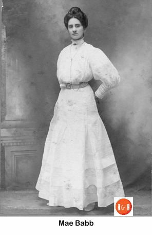 Nancy Mae Babb – Martin was the wife of Smith Jasper Martin, the daughter of Tully Babb. They had two children: Aurora Babb Martin and Nancy Ida Martin.