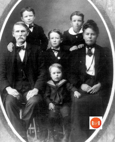 George Wistar Babb (Sept. 19, 1851-April 29, 1910) was the son of Melmirth and Mahulda Cheek Babb, married Ludie Smith Babb (Oct 10,1861 – June 19, 1913), over father’s shoulder: Charles Duree Babb (1895-1922), over mother’s shoulder: Julius Wistar Babb (1897-1936), standing center Joel Melmirth Babb (1893-1969), seated center: Willie Adger Babb (1900-1984) Photo taken Nov. 30, 1904.