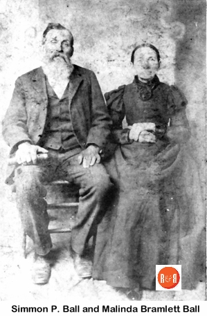 Simeon P. Ball and Malinda Bramlet Ball married 7/24/1866.