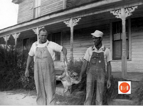 Wilbert C. Hughes and Calvin Brewer at the Perry A. Riddle home on Riddletown Road.