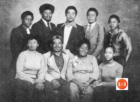 Clemson Jones Family – Parents; Clemson Jones and Gracie Kennedy Jones – children: Clement, Frankie, Melvin, Marvin, and Curtis. Standing: Kim, (parents) and Bessie Mae.