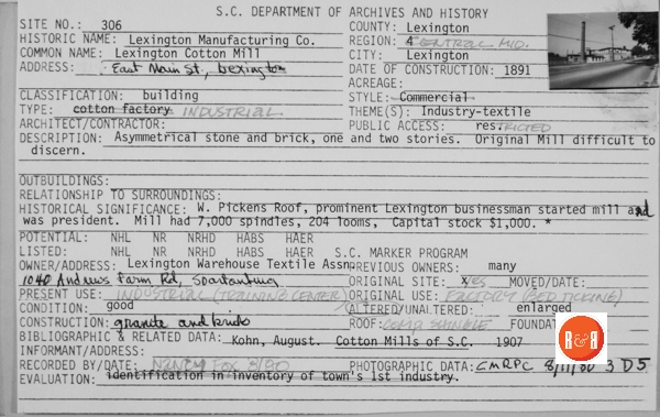 Courtesy of the S.C. Dept. of Archives and History