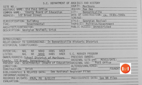 Courtesy of the S.C. Dept. of Archives and History