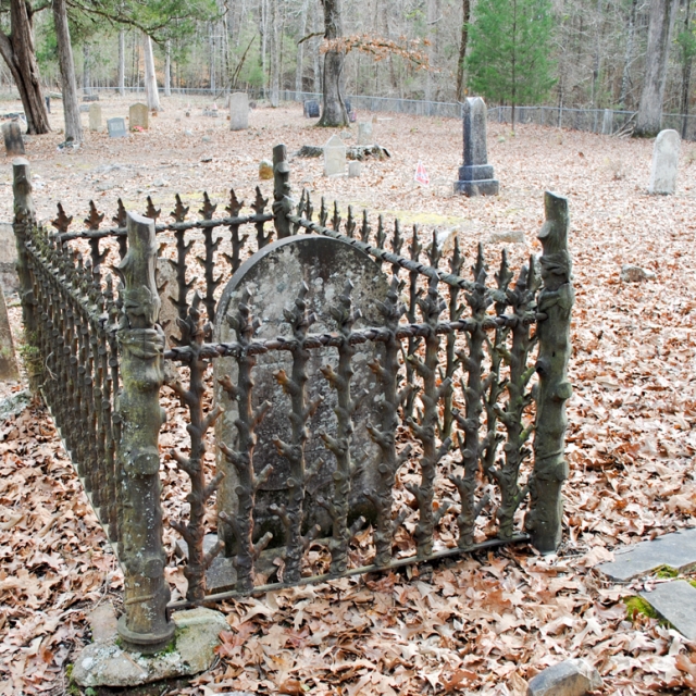 Enclosed cemetery plot at Lower Long Cane Church.