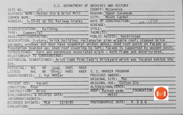 Courtesy of the S.C. Dept. of Archives and History