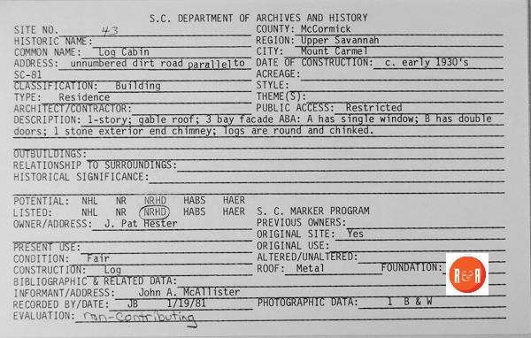 Courtesy of the S.C. Dept. of Archives and History