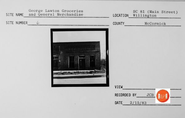 Courtesy of the S.C. Dept. of Archives and History