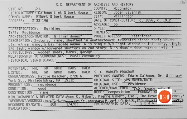 Courtesy of the SC Dept. of Archives and History