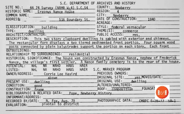 Courtesy of the SC Dept. of Archives and History – 1979