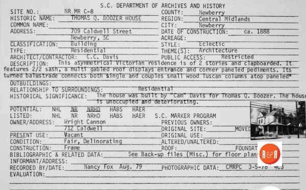 Courtesy of the SC Dept. of Archives and History – 1979