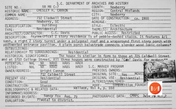 Courtesy of the SC Dept. of Archives and History – 1982