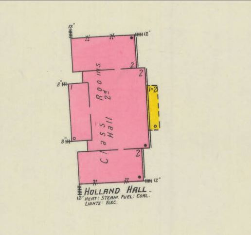 Holland Hall at Newberry College, 1905 Sanborn Map Diagram