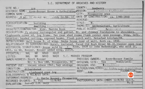 Courtesy of the SC Dept. of Archives and History – 1979