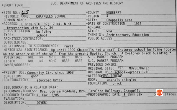 Courtesy of the SC Dept. of Archives and History – 1983