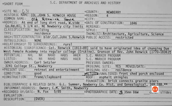 Courtesy of the SC Dept. of Archives and History – 1983