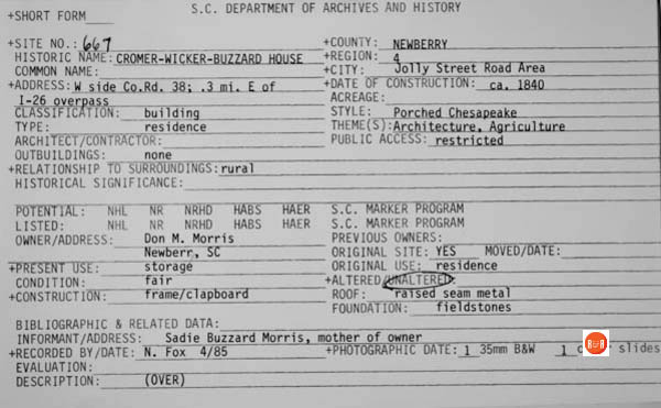 Courtesy of the SC Dept. of Archives and History – 1979