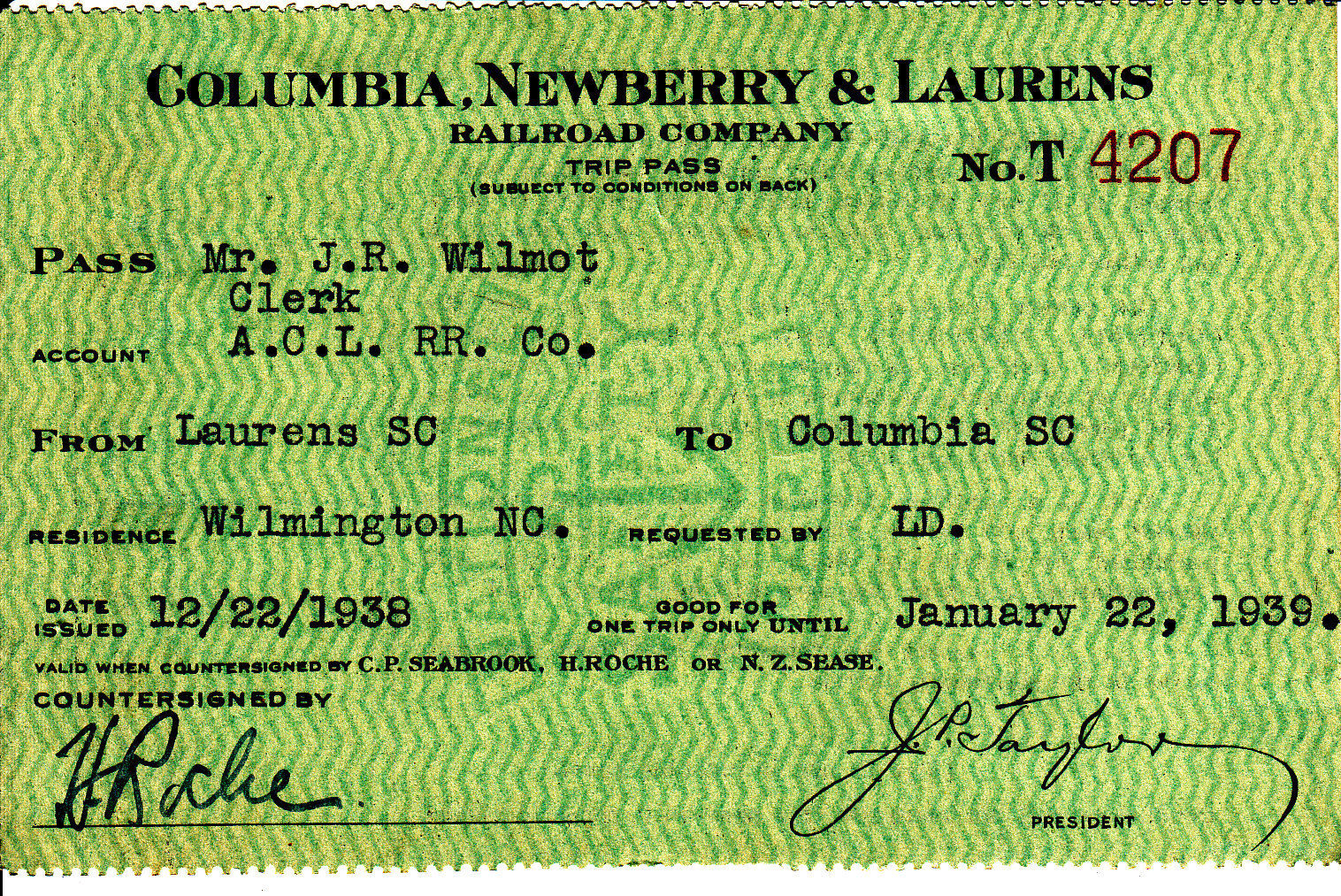 Courtesy of photographer - researcher Ann L. Helms, 2018 / 1939 Ticket