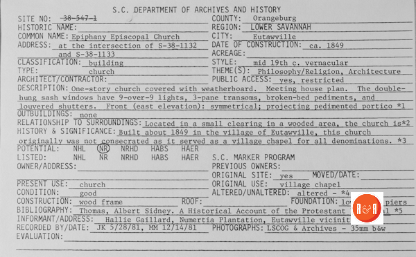 Courtesy of the S.C. Dept. of Archives and History