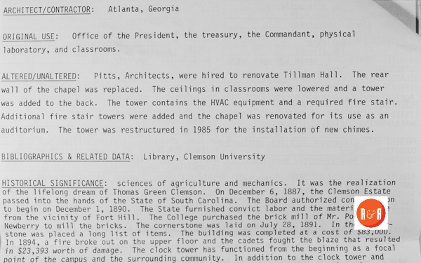 Courtesy of the SC Dept. of Archives and History – 1970