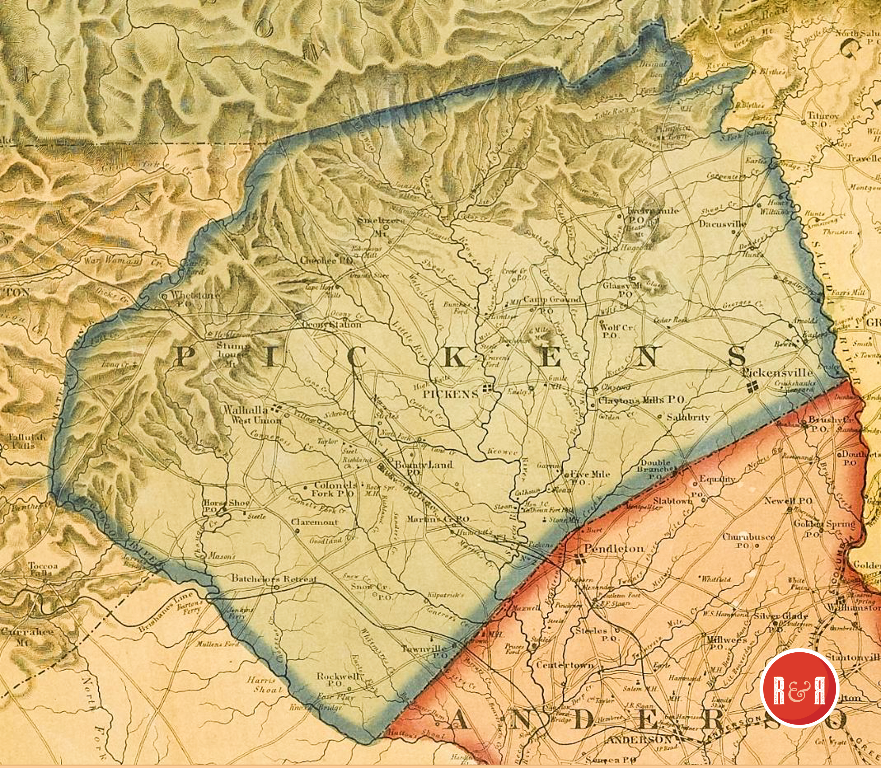 Colton's 1854 Map - Enlargement