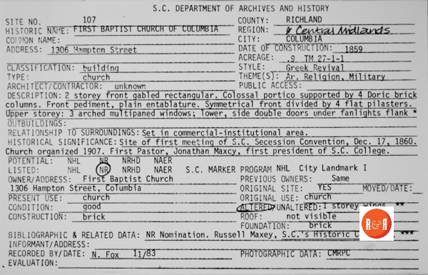 Courtesy of the SC Dept. of Archives and History