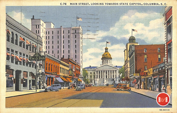 Main Street in Columbia. Postcard view ca. 1915 - Courtesy of the AFLLC Collection, 2017