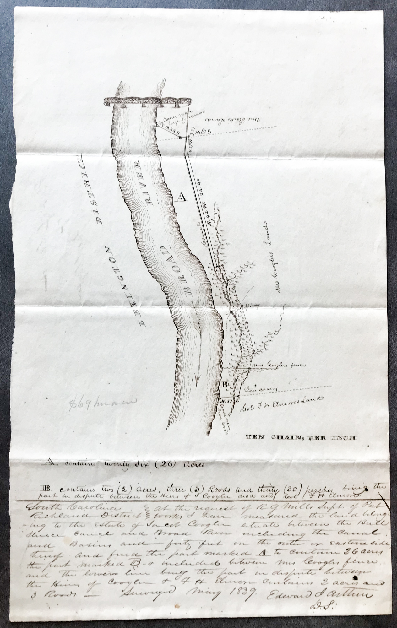 1839 SURVEY OF THE COLUMBIA CANAL - SCDAH 