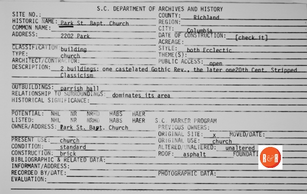 Courtesy of the SC Dept. of Archives and History