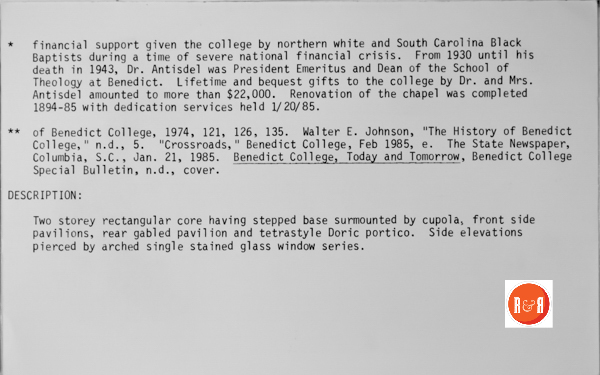 Courtesy of the SC Dept. of Archives and History