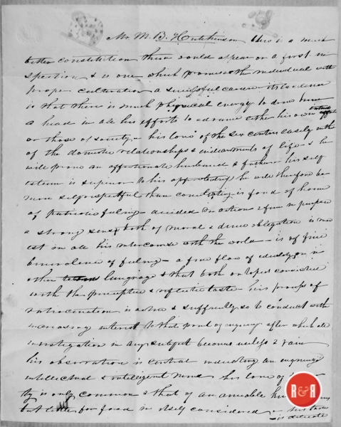 1837 Letter to N.B. Hutchison from....