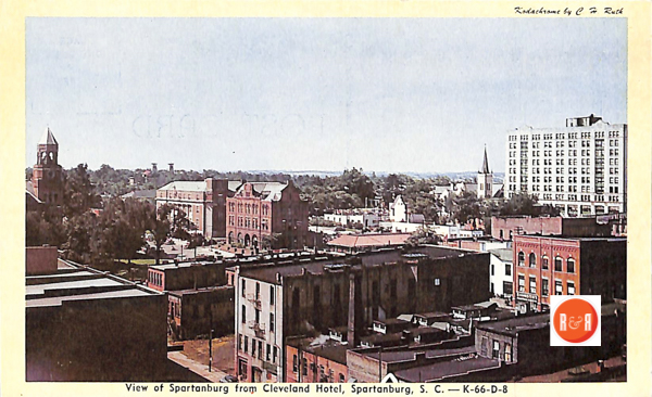 The Cleveland Law Firm is pictured in the center of this postcard.  Courtesy of the Tucker Postcard Collection - 2017