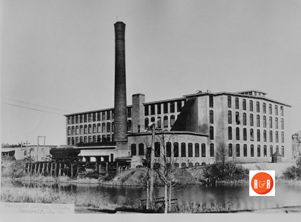 Early image of the Woodruff Cotton Mill, ca. 1905 - Courtesy of the Meek Collection (Also known as the Brandon and later Abney Mill)