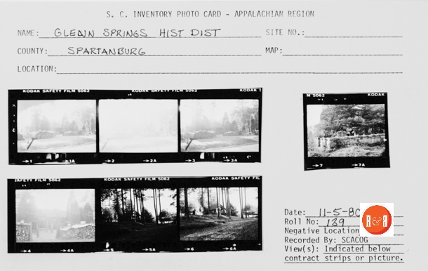 Misc. slides taken of Glenn Springs – Courtesy of the S.C. Dept. of Archives and History